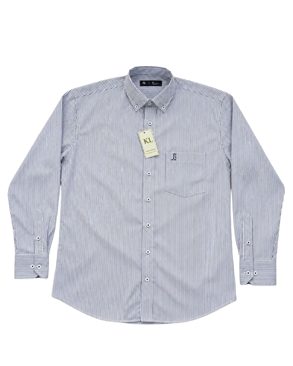 Camisa Essential Rayas Gris Manga Larga