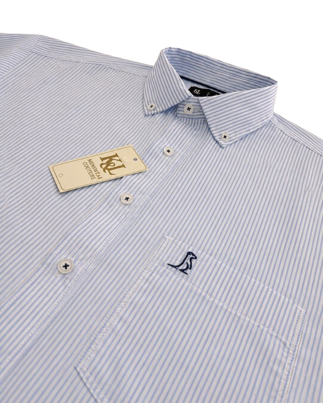 Camisa Essential Rayas Azul Claro Manga larga