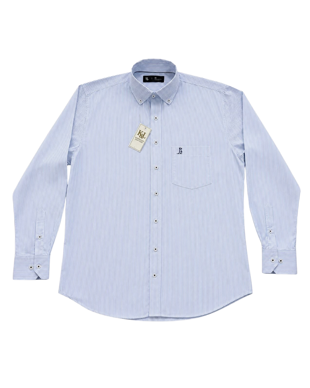 Camisa Essential Rayas Azul Claro Manga larga