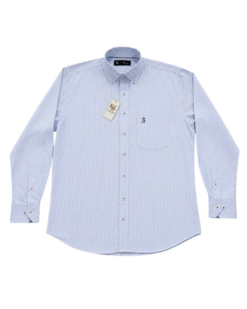 Camisa Essential Rayas Azul Claro Manga larga