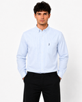 Camisa Essential Rayas Azul Claro Manga larga