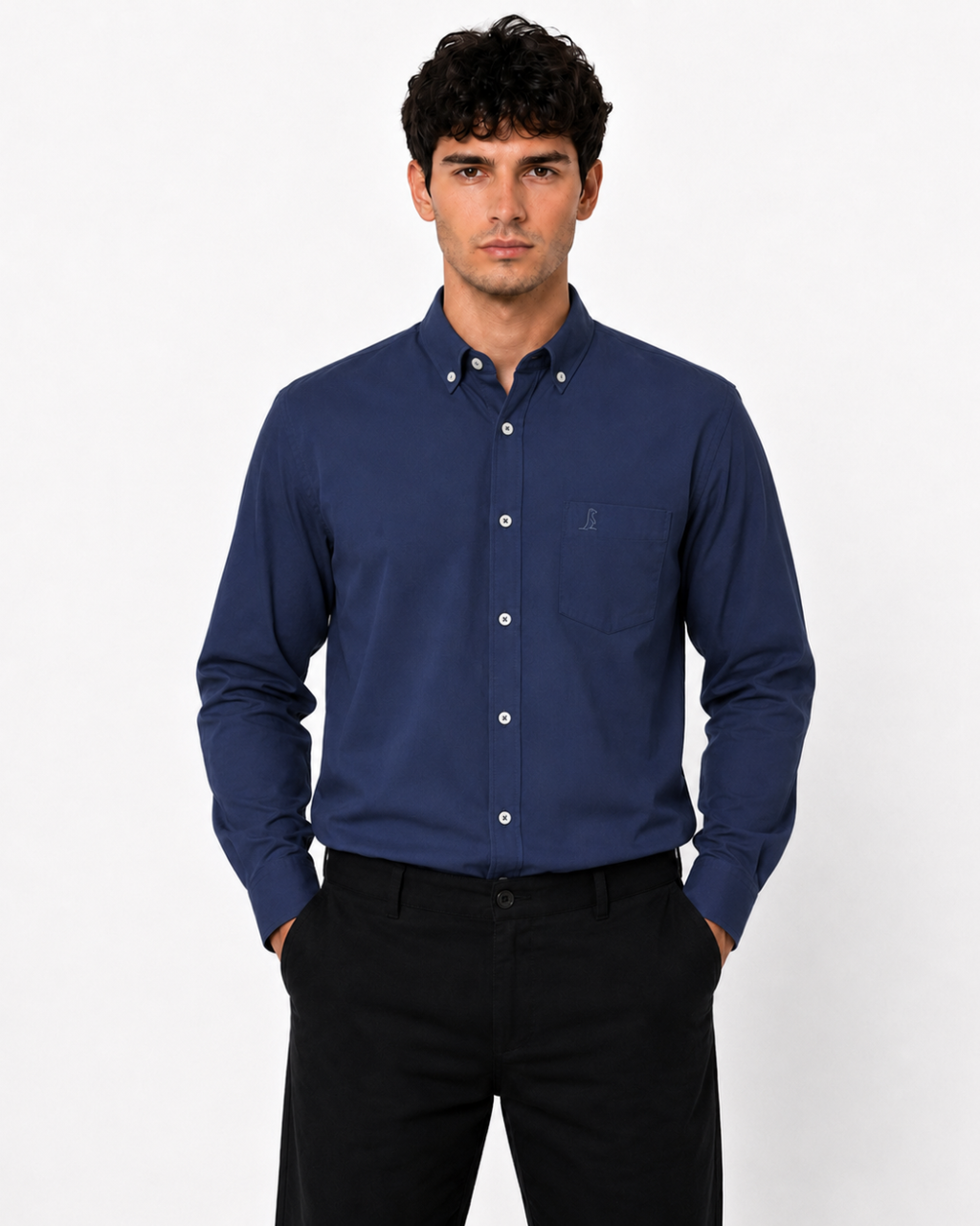Camisa Essential Azul Oscuro Manga Larga
