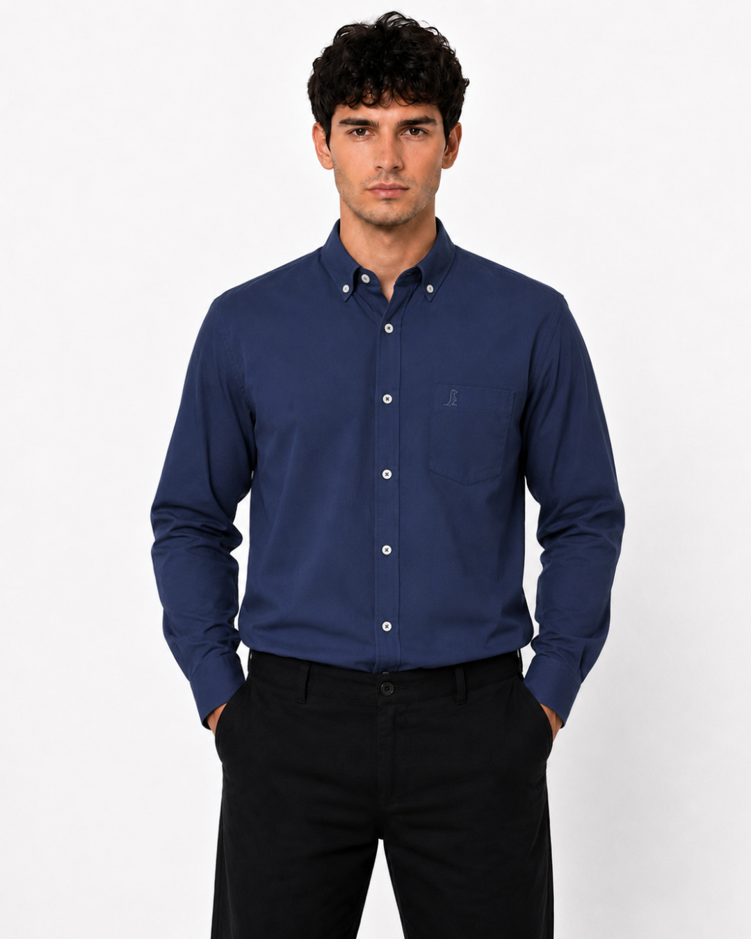 Camisa Essential Azul Oscuro Manga Larga