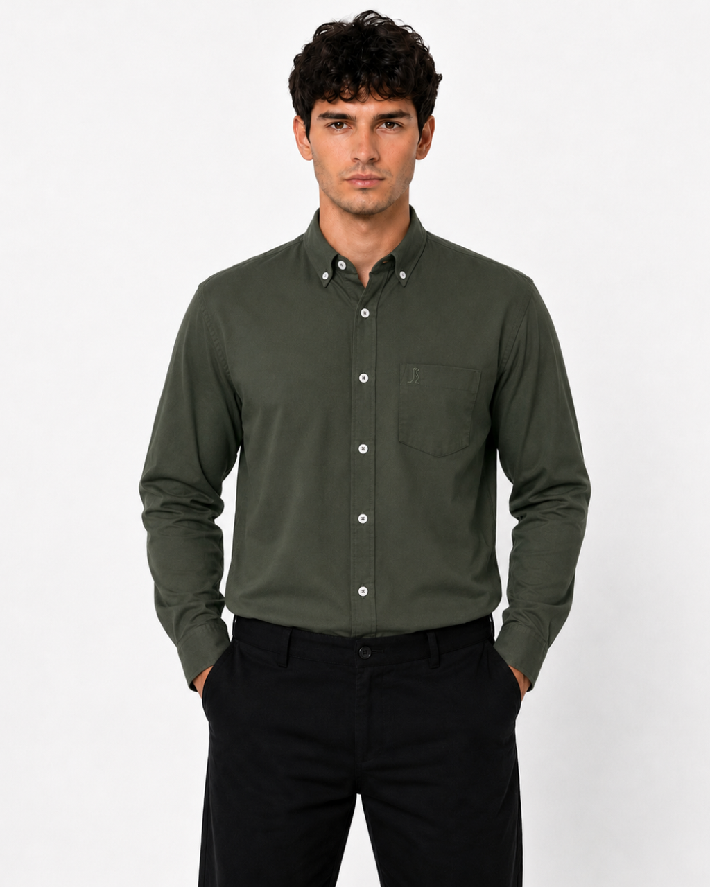 Camisa ESSENTIAL Verde Militar Manga Larga