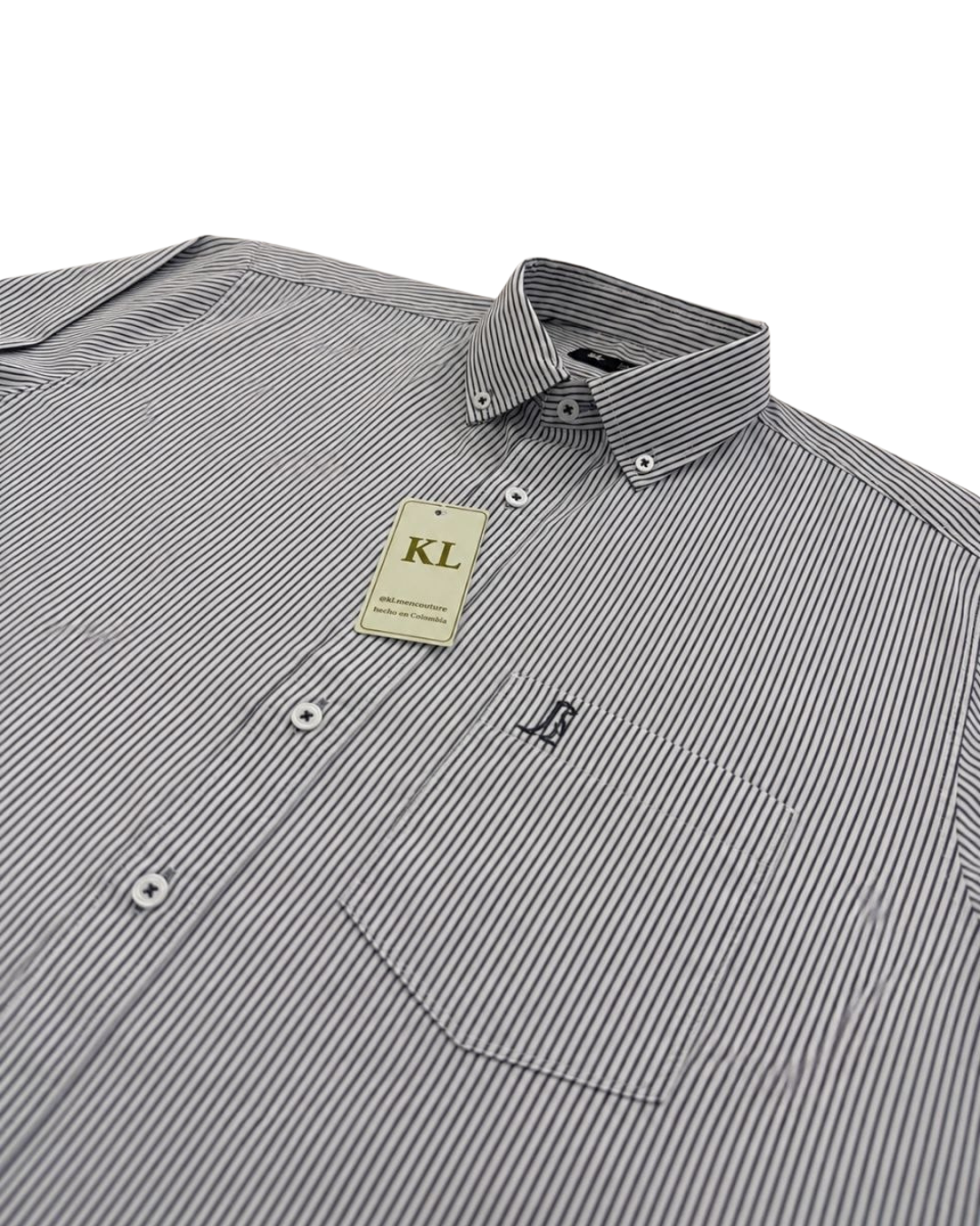Camisa Essential Rayas Gris Manga Larga