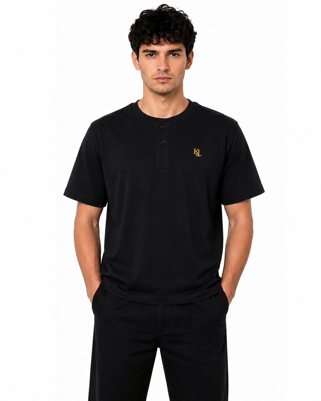 Camiseta Henley ESSENTIAL NEGRO
