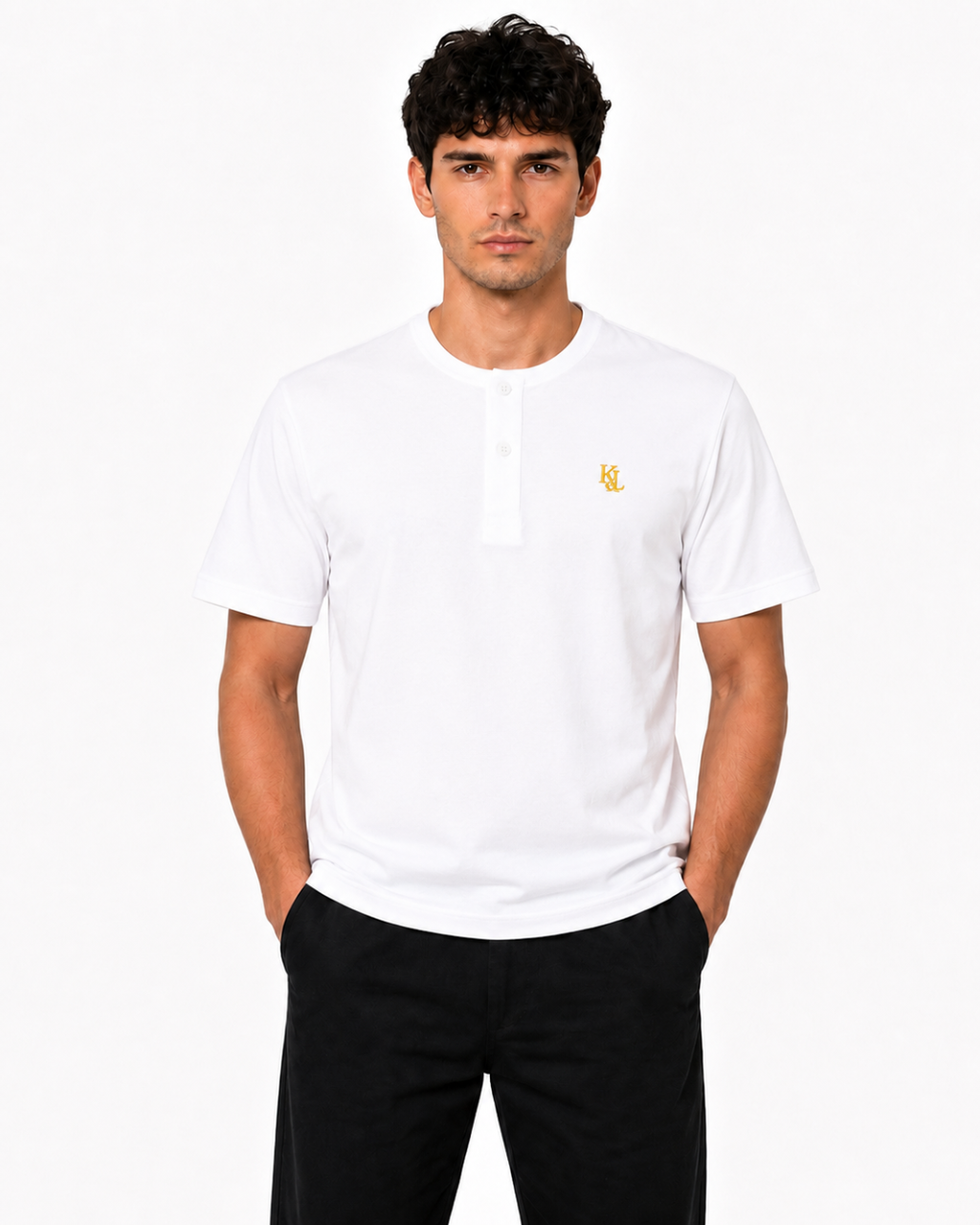 Camiseta Henley ESSENTIAL BLANCO