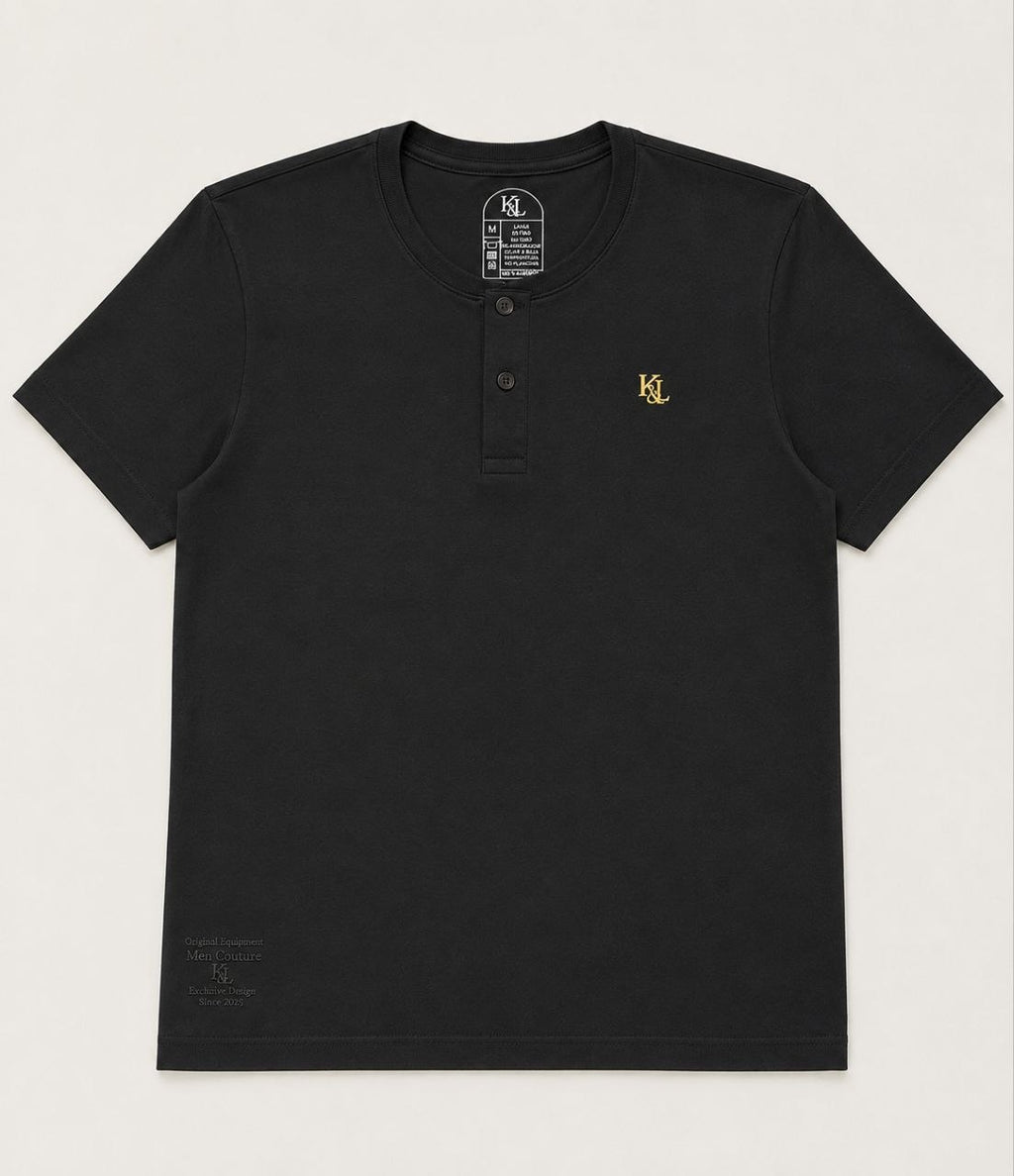 Camiseta Henley ESSENTIAL Negro