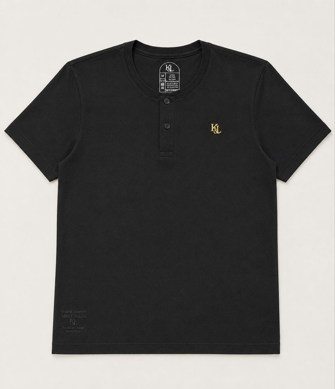 Camiseta Henley ESSENTIAL NEGRO